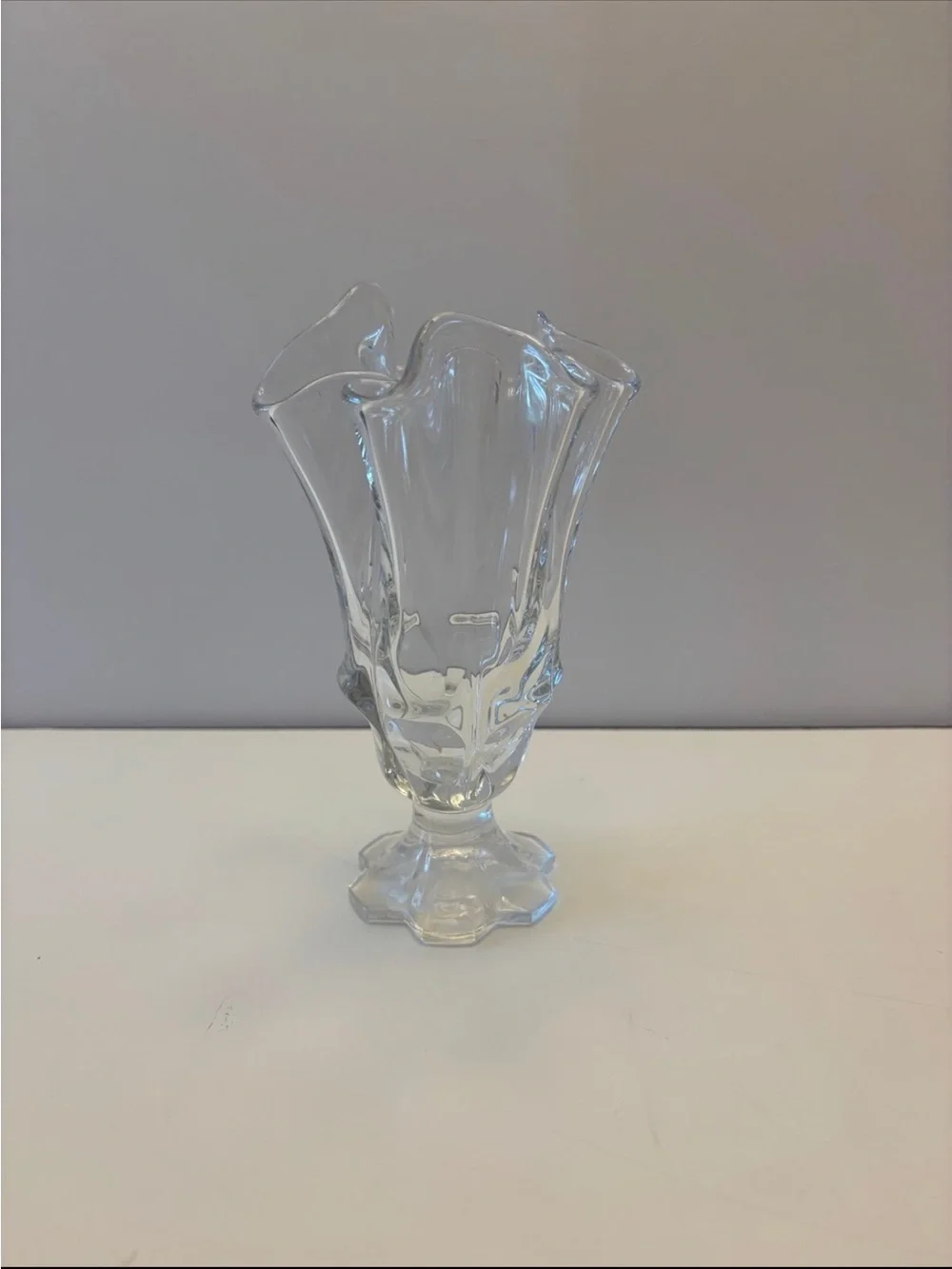 Fenton Art Glass Valencia Handkerchief Vase in clear glass